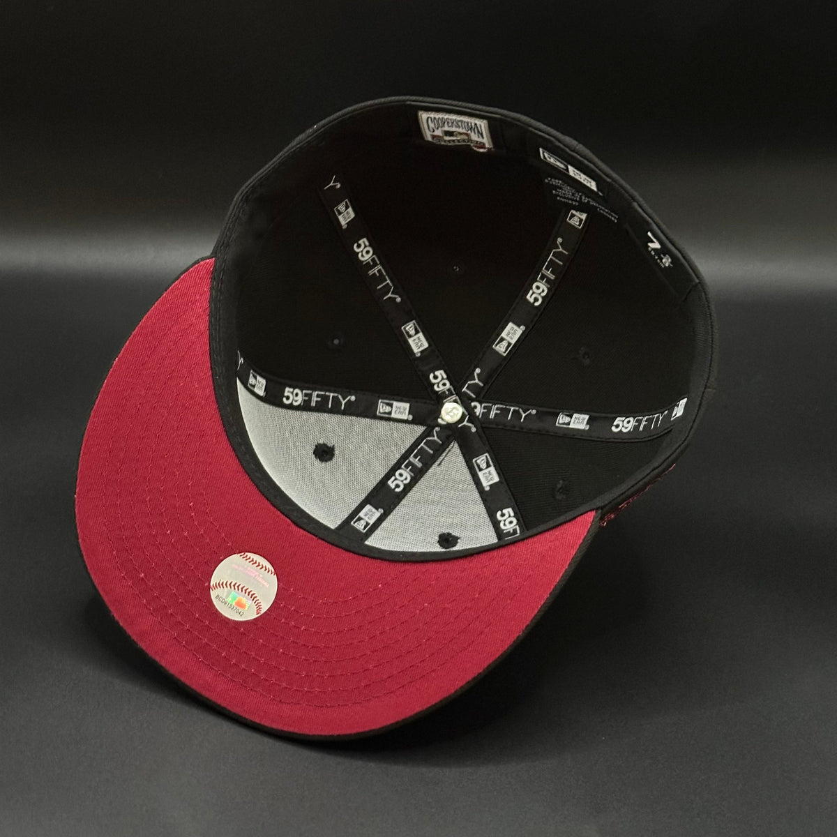 Black Red Upside Down A Los Angeles Angels 2002 All-Star Game fitted hat, view 5