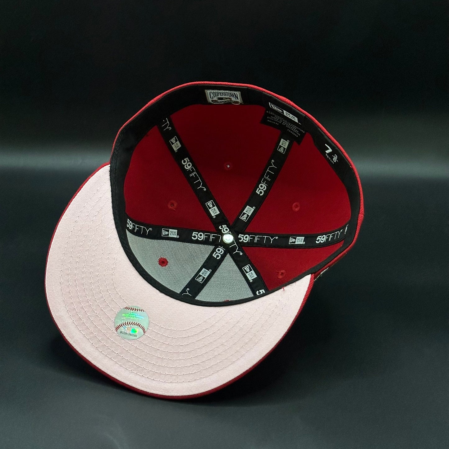 Red Pink Toronto Blue Jays 1992 World Series Fitted Cap - view 5