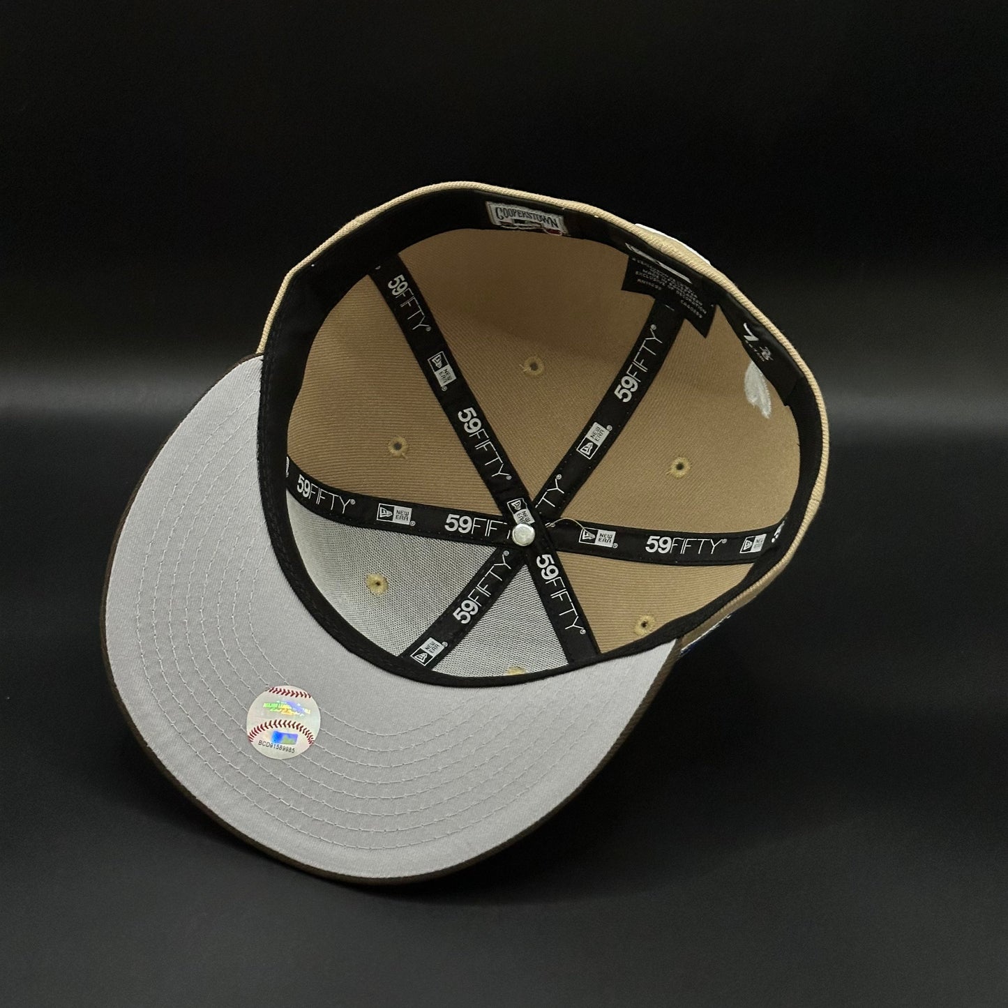 Tan Brown Los Angeles LA Dodgers 60th Anniversary MLB Fitted Hat Cap - view 5