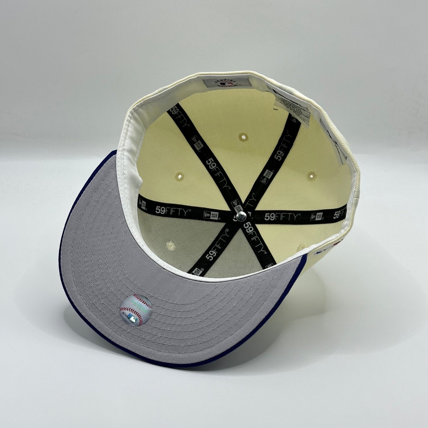 White Blue Dodgers Upside Down Side Batty Fitted