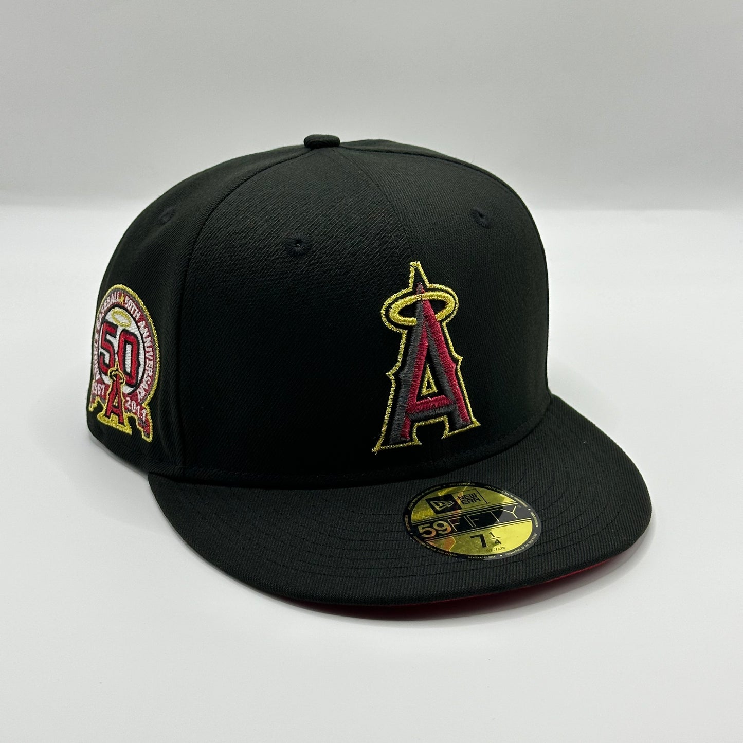 Black Red LA Angels 50th Anniversary MLB Fitted Cap