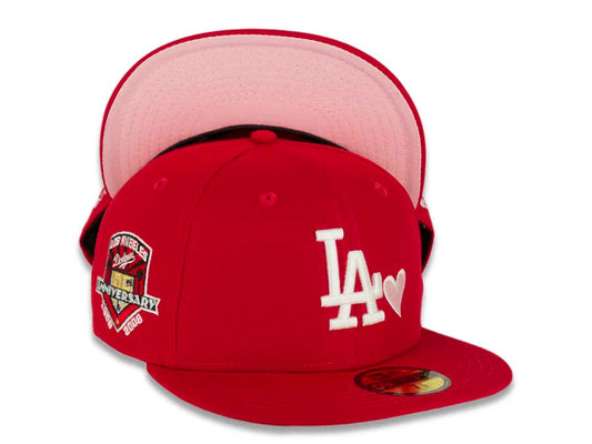Red Pinky Los Angeles LA Dodgers New Era Heart Fitted Hat