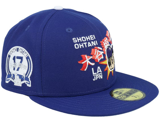Blue Los Angeles LA Dodgers Shohei Ohtani Fitted Hat Cap