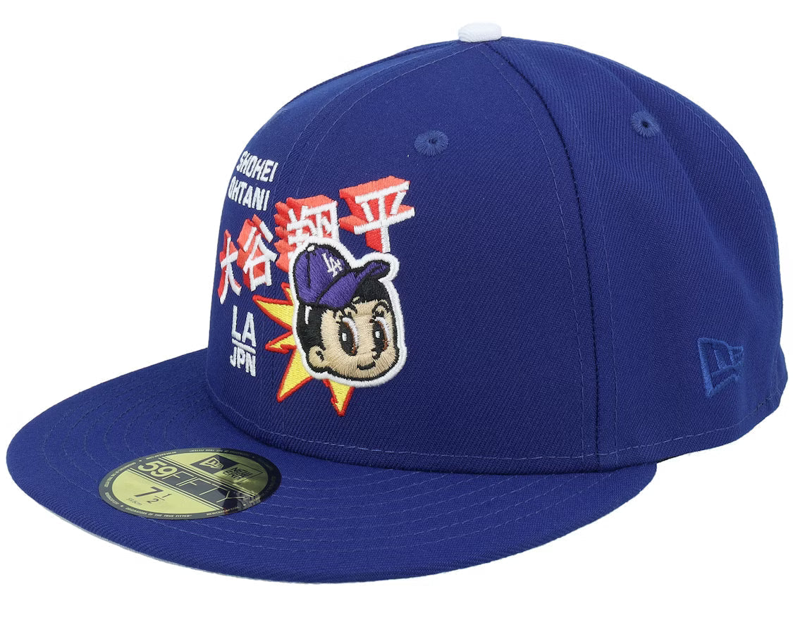 Blue Los Angeles LA Dodgers Shohei Ohtani Fitted Hat Cap - view 2