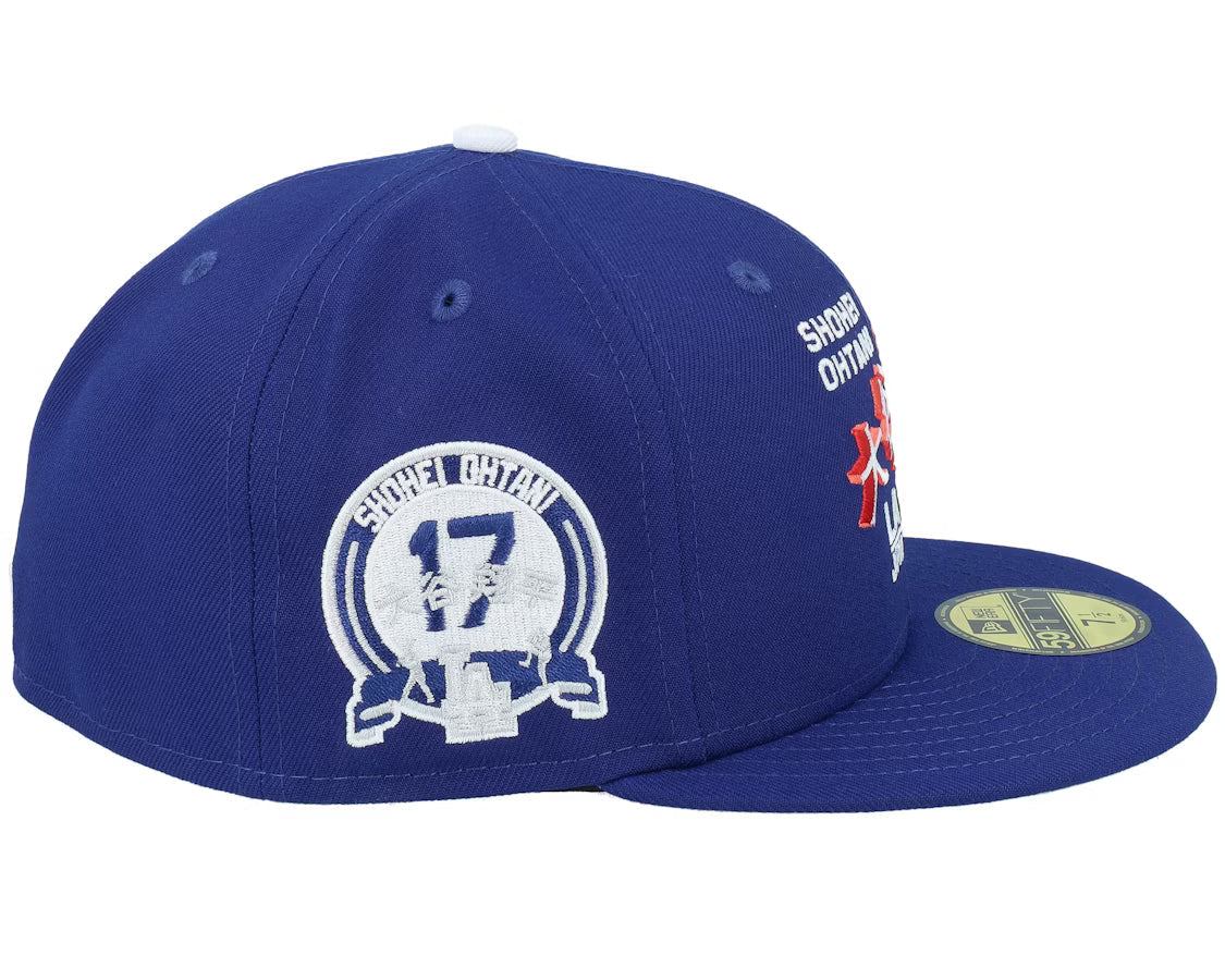 Blue Los Angeles LA Dodgers Shohei Ohtani Fitted Hat Cap - view 3