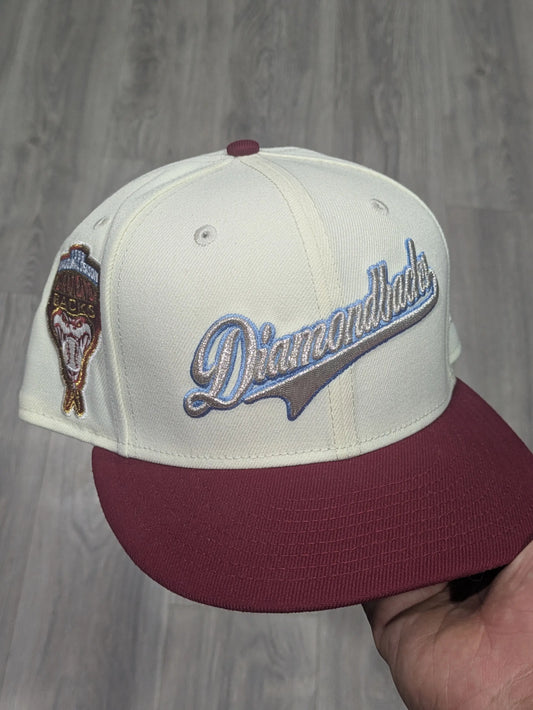 Chrome Red Arizona Diamondbacks Script 1998 World Series New Era Fitted Hat