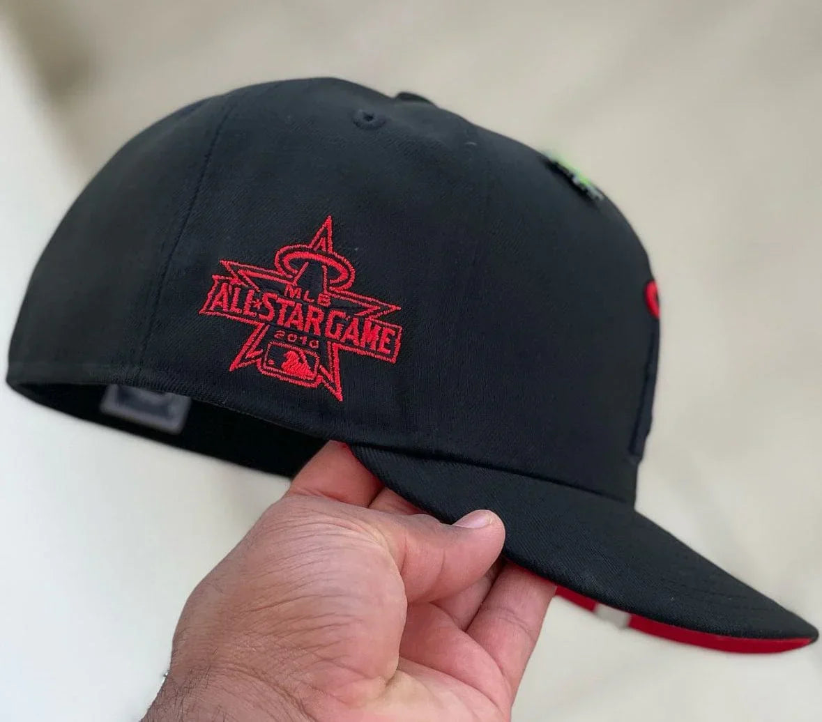 Black Red Los Angeles Angels 2010 All Star Game Fitted Hat - view 3