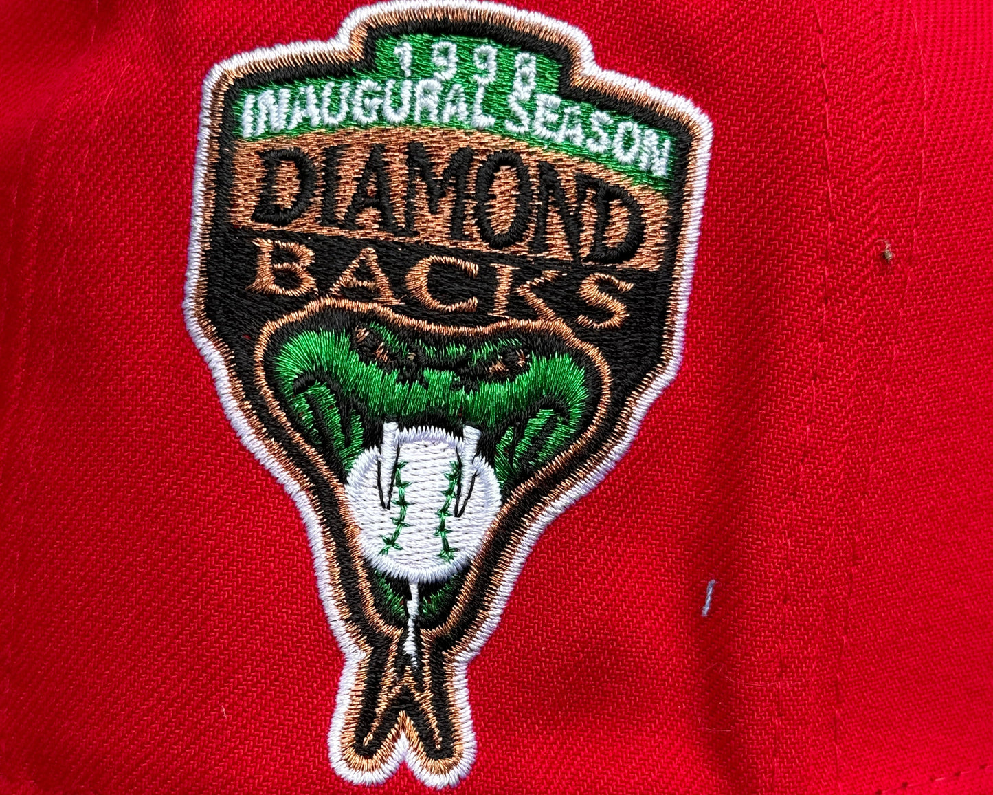 Red Black Arizona Diamondbacks Script 1998 World Series Fitted Hat - view 2