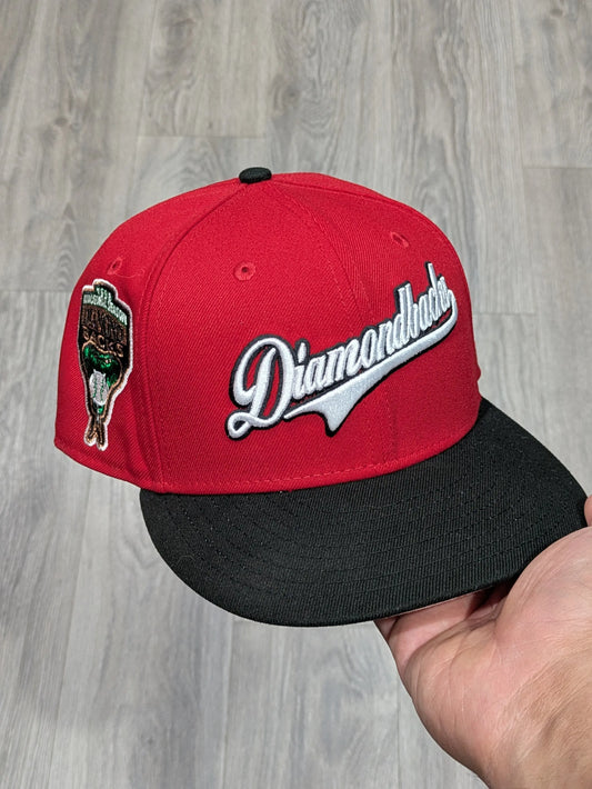 Red Black Arizona Diamondbacks Script 1998 World Series Fitted Hat