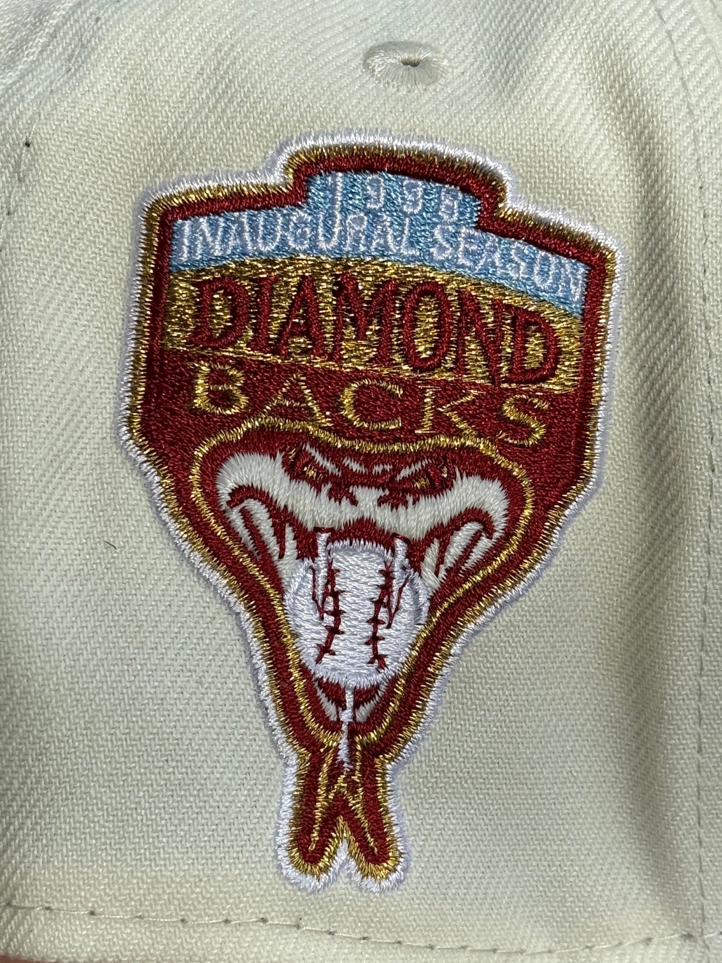 Chrome Red Arizona Diamondbacks Script 1998 World Series Fitted Hat - view 2