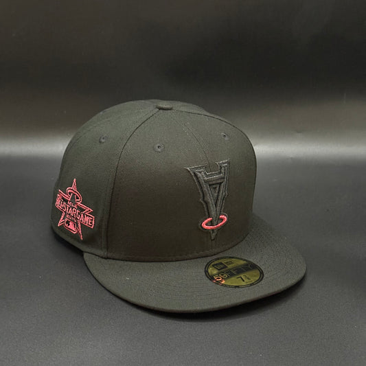 Black Red Upside Down A Los Angeles Angels 2002 All-Star Game Fitted Cap