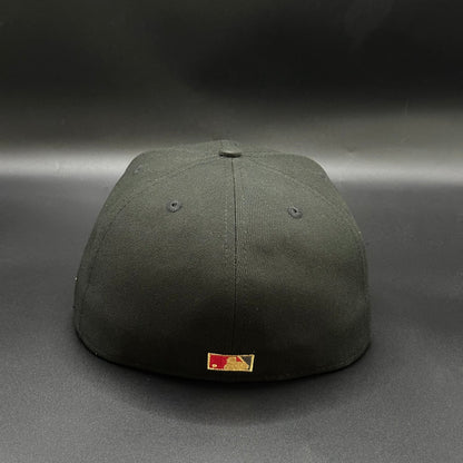 Black Red Upside Down A Los Angeles Angels 50th Anniversary Fitted Cap - view 4