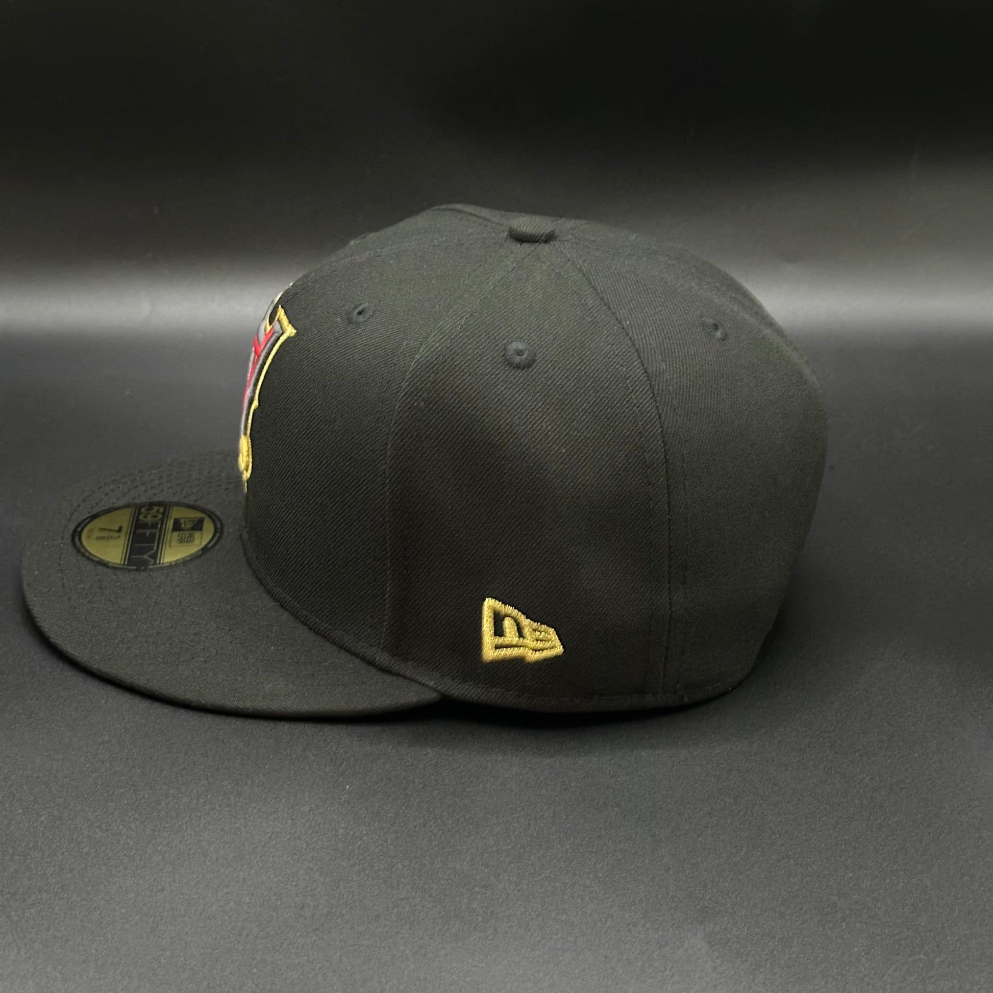 Black Red Upside Down A Los Angeles Angels 50th Anniversary Fitted Cap - view 3