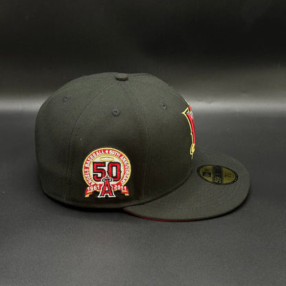 Black Red Upside Down A Los Angeles Angels 50th Anniversary Fitted Cap