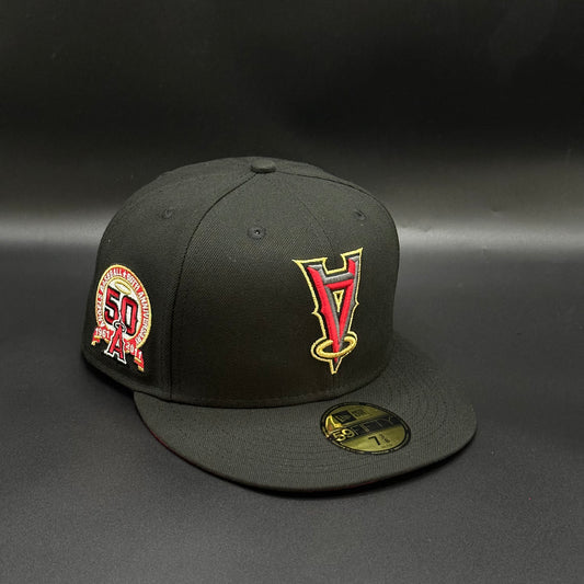 Black Red Upside Down A Los Angeles Angels 50th Anniversary Fitted Cap