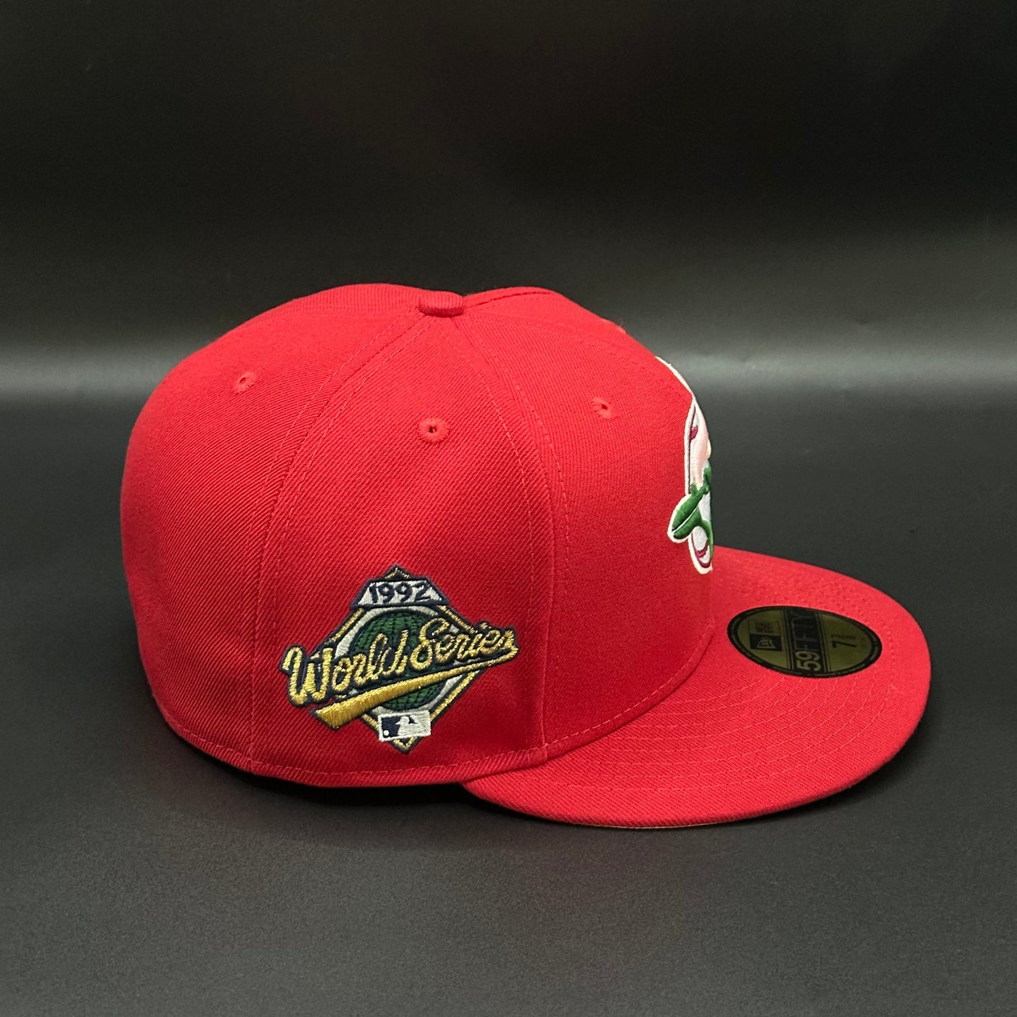 Red Pink Toronto Blue Jays 1992 World Series Fitted Cap - view 2