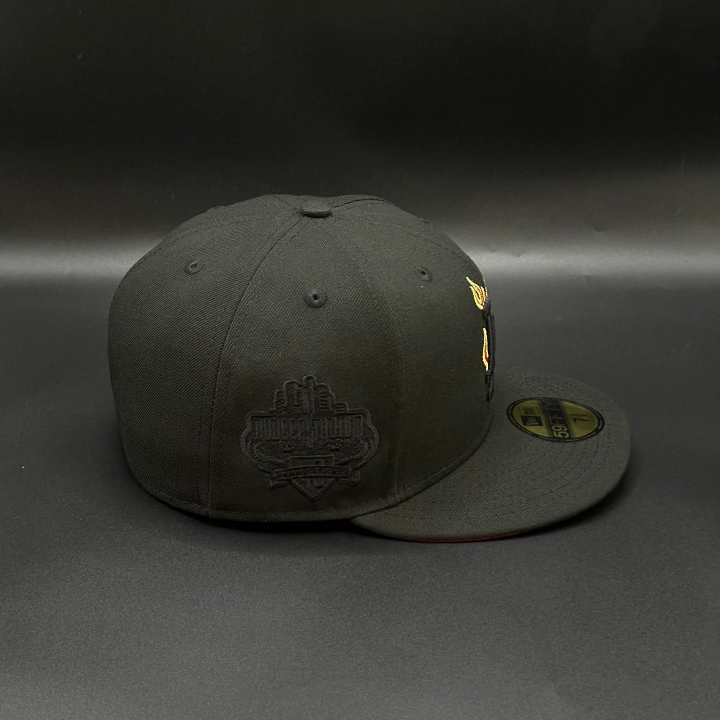 All Black Red LA Dodgers Flames 40th Anniversary Fitted - view 2