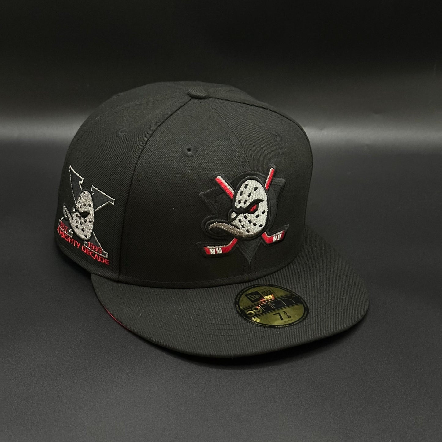 Black Red Anaheim Ducks A Mighty Decade 1993 Fitted