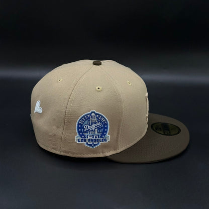 Tan Brown Los Angeles LA Dodgers 60th Anniversary MLB Fitted Hat Cap - view 2