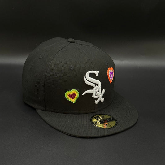 Black Chicago White Sox Hearts Fitted Cap