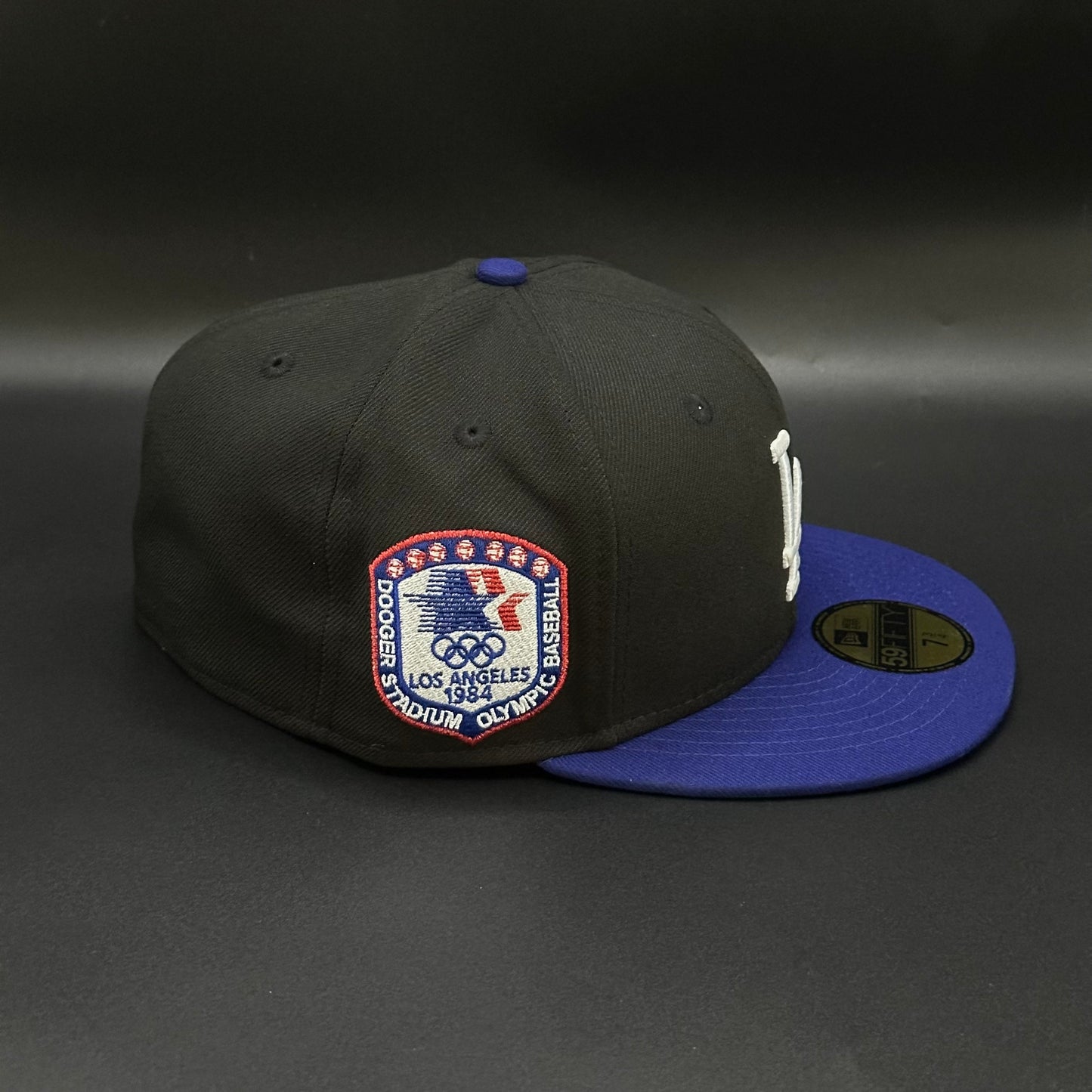 Black Blue Los Angeles Dodgers 1984 Olympic Baseball Fitted Cap - view 2