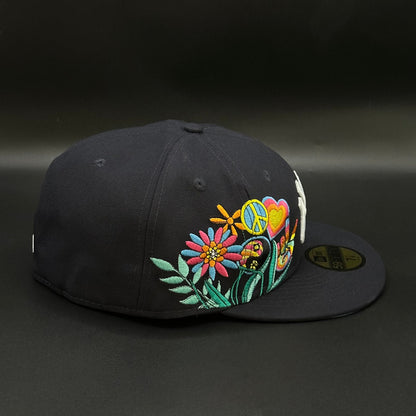 Navy New York Yankees 27x Peace Sign Fitted Cap - view 2