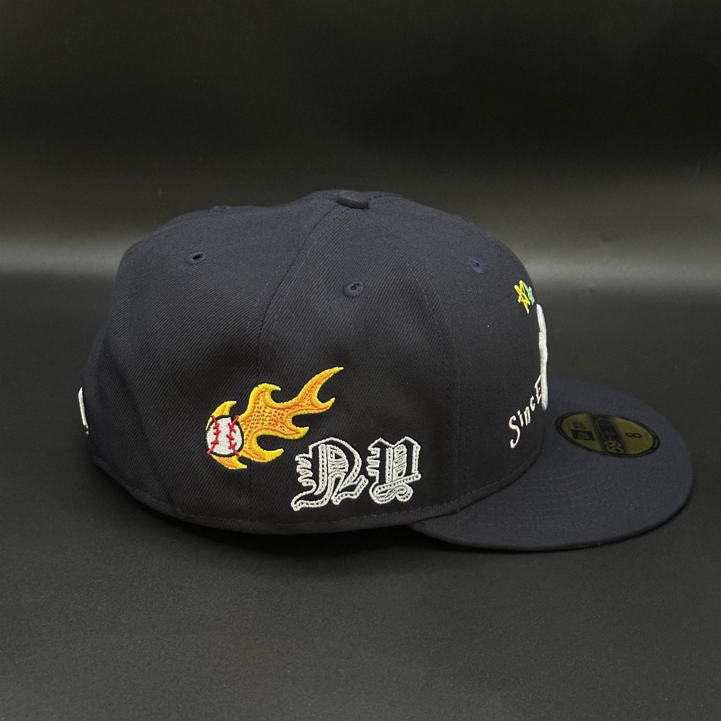 Navy New York Yankees State Outline Fitted Cap - view 2