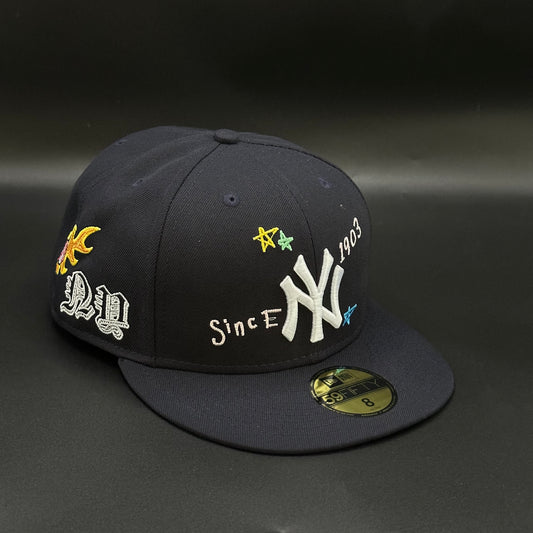 Navy New York Yankees State Outline Fitted Cap
