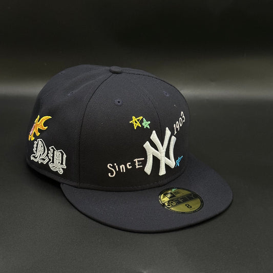 Navy New York Yankees State Outline Fitted Cap
