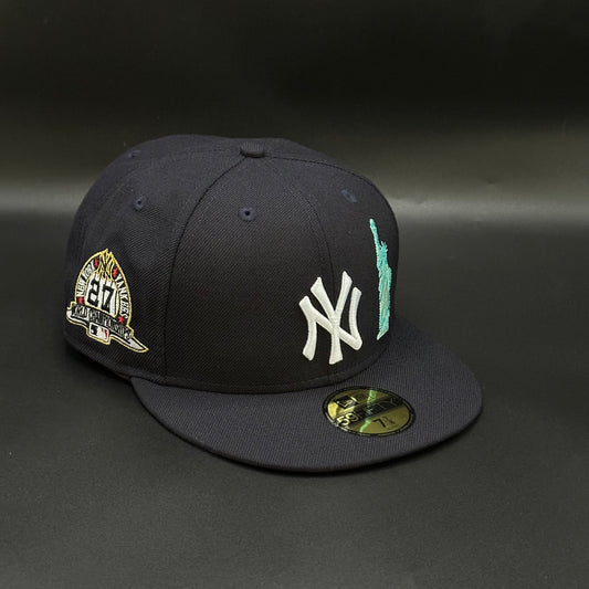 Navy New York Yankees Statue of Liberty 27 Patch Fitted Cap
