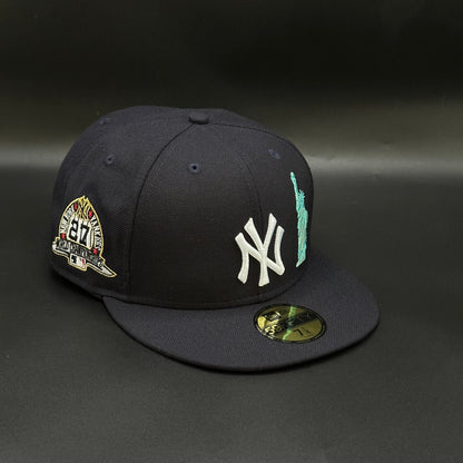 Navy New York Yankees Statue of Liberty 27 Patch Fitted Cap