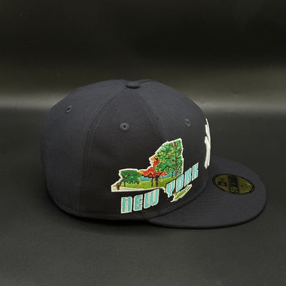 Navy New York Yankees State Outline Fitted Cap - view 2