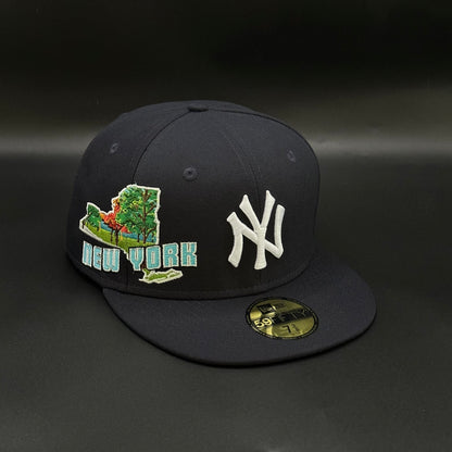 Navy New York Yankees State Outline Fitted Cap