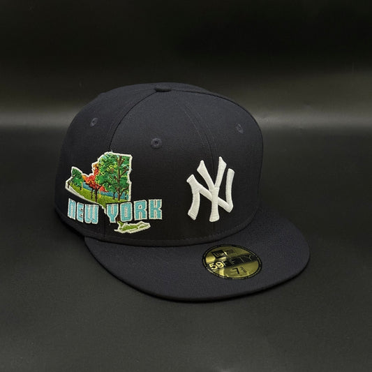 Navy New York Yankees State Outline Fitted Cap