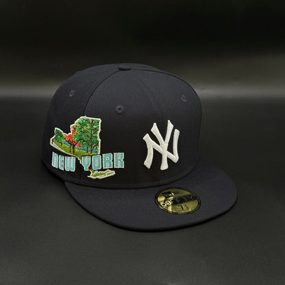 Navy New York Yankees State Outline Fitted Cap