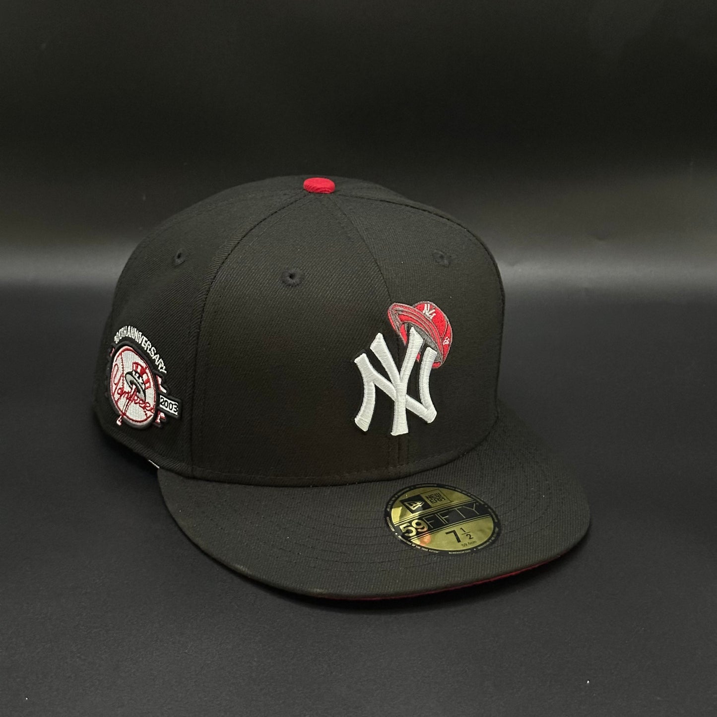 Black Red New York Yankees 100th Anniversary Fitted Cap