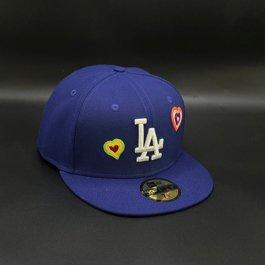 Blue Los Angeles Dodgers Hearts Fitted Cap