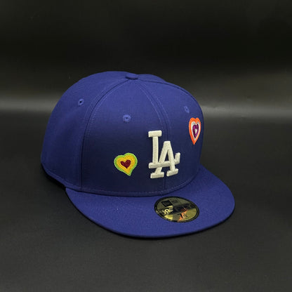 Blue Los Angeles Dodgers Hearts Fitted Cap