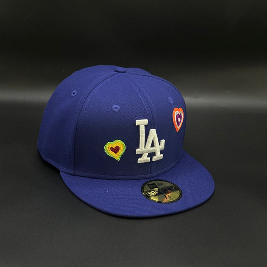 Blue Los Angeles Dodgers Hearts Fitted Cap