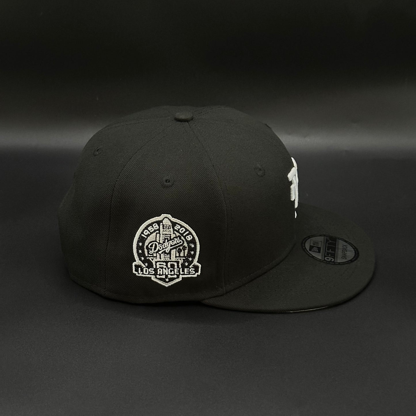 All Black Upside Down LA Dodgers 60th Anniversary Snapback