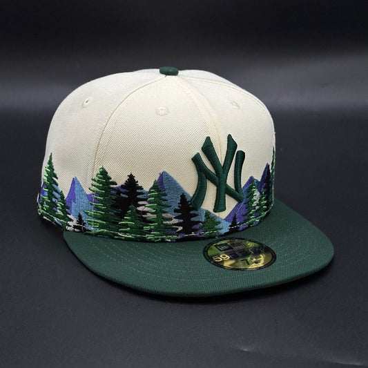 Chrome Green New York Yankees Trees Fitted Cap