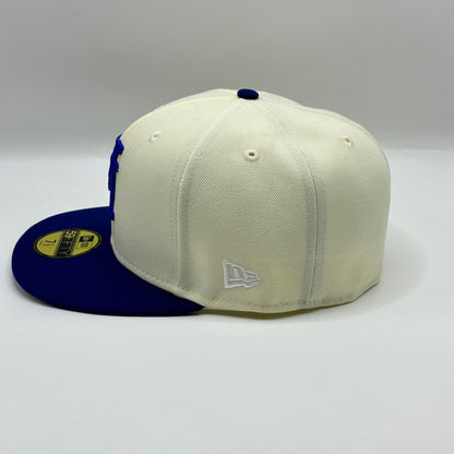 White Blue Dodgers Upside Down Side Batty Fitted