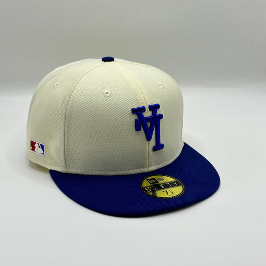 White Blue Dodgers Upside Down Side Batty Fitted