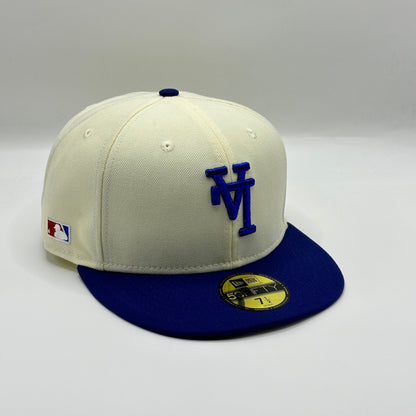 White Blue Dodgers Upside Down Side Batty Fitted