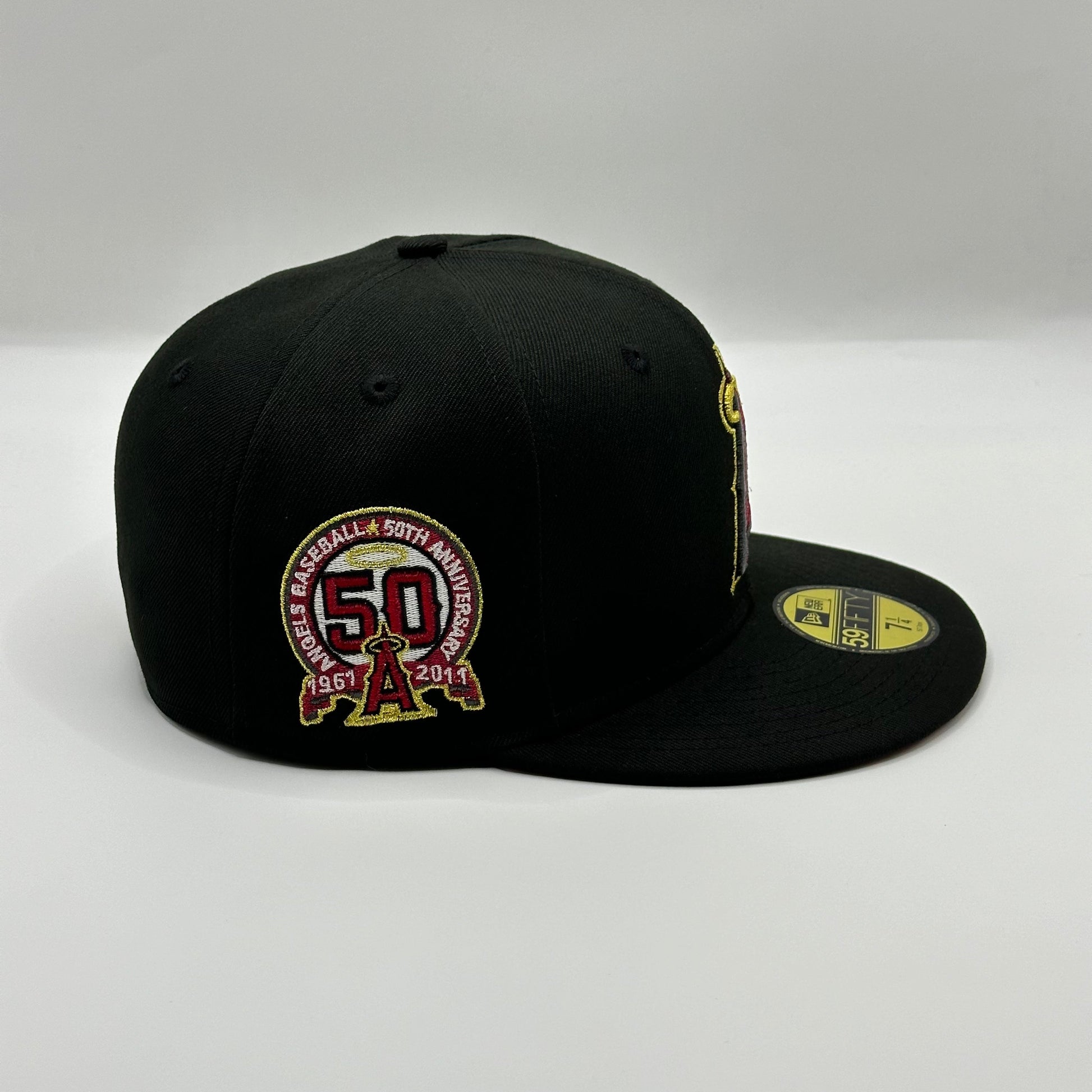 Black Red LA Angels 50th Anniversary MLB Fitted Cap - view 2