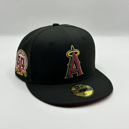 Black Red LA Angels 50th Anniversary MLB Fitted Cap