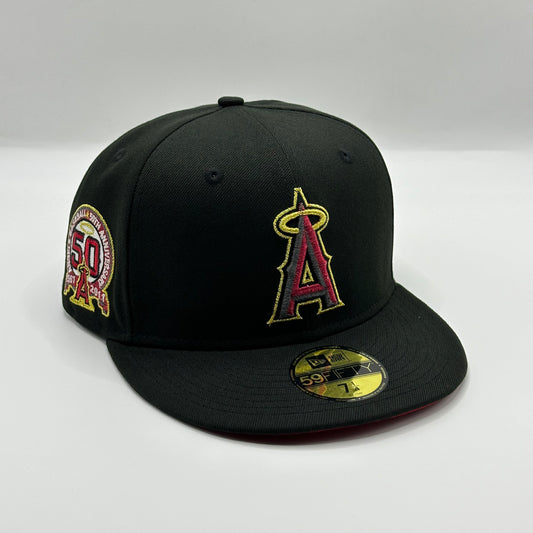 Black Red LA Angels 50th Anniversary MLB Fitted Cap