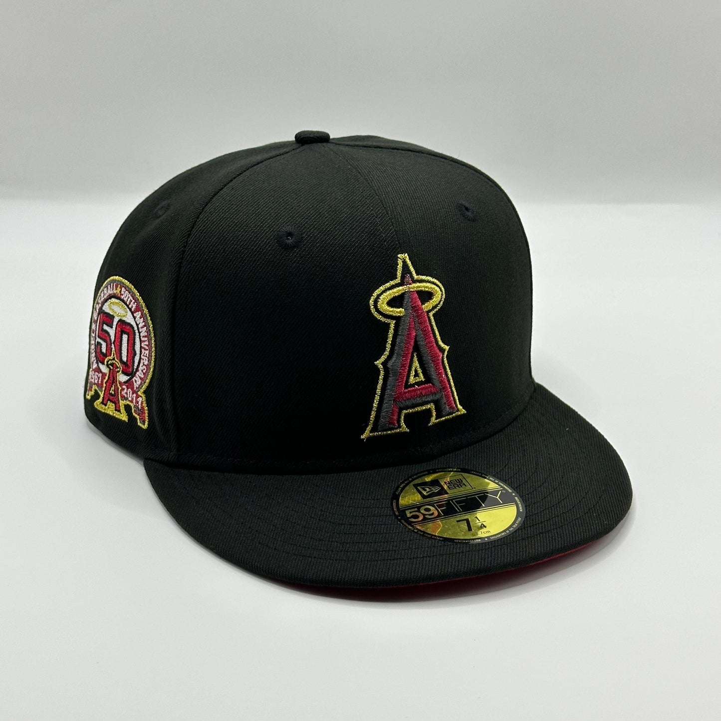 Black Red LA Angels 50th Anniversary MLB Fitted Cap