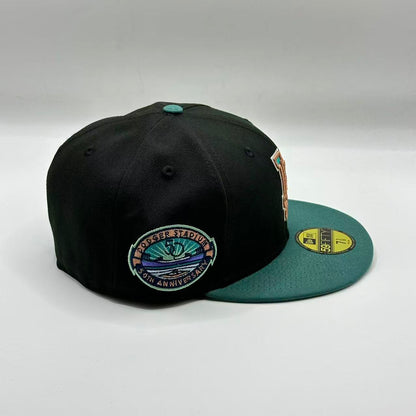 Black Green Los Angeles Dodgers 50TH Anniversary SP Fitted Hat Fitted Cap - view 2