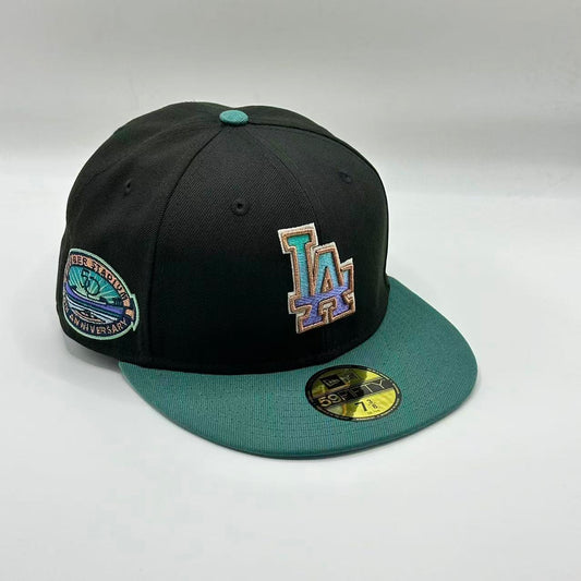 Black Green Los Angeles Dodgers 50TH Anniversary SP Fitted Hat Fitted Cap